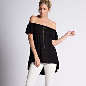 Zara BLACK Off shoulder Tunic - Black S